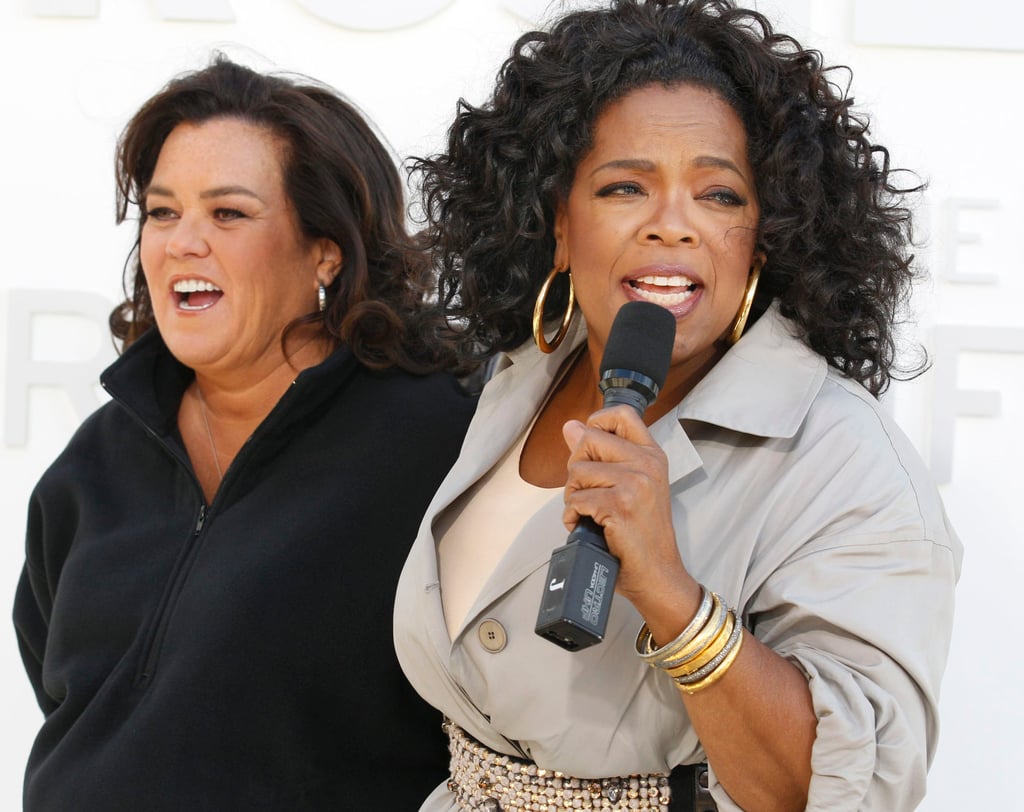 Rosie O’Donnell (left) and Oprah Winfrey speak to the media to promote O’Donnell’s Oprah Winfrey Network (OWN) show, The Rosie Show. Photo: AP Photo