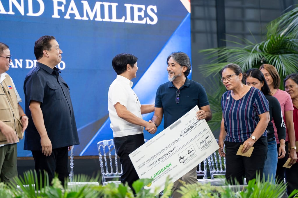 Philippine President Ferdinand Marcos Jnr at a ceremony to distribute aid in Mindanao. Photo: Presidential Communications Office under the Office of the President/Handout