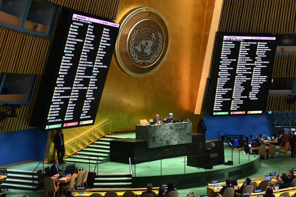 The UN General Assembly votes. Photo: AFP The UN General Assembly votes. Photo: AFP