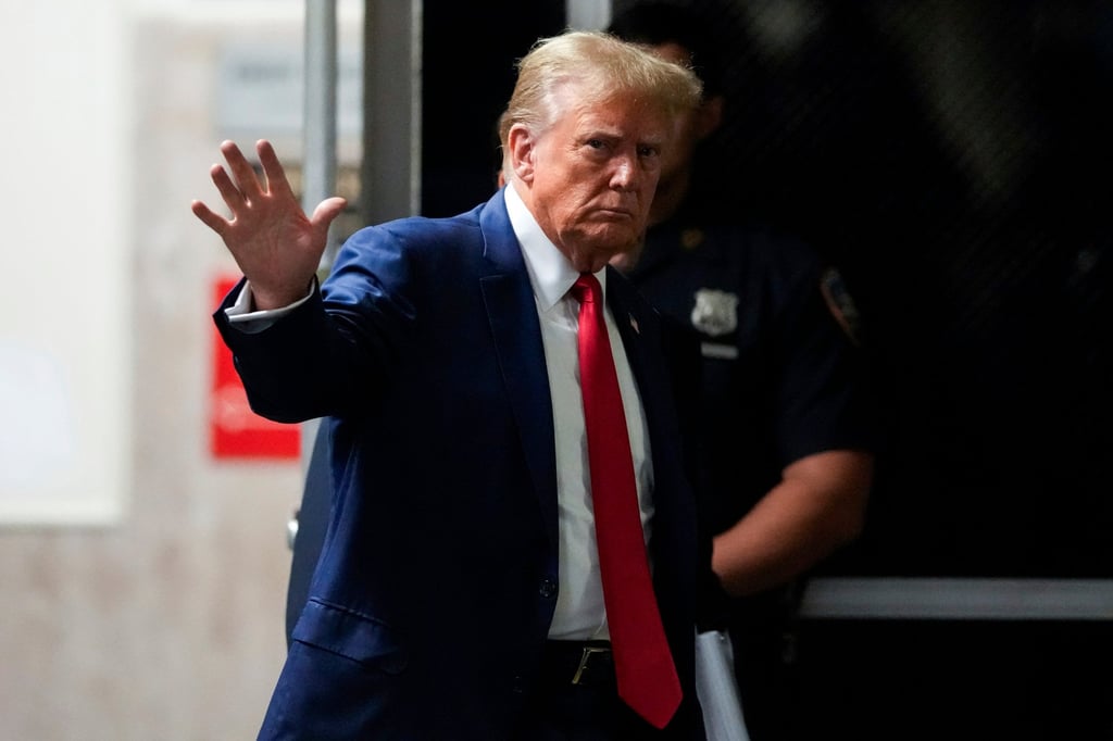 Former president Donald Trump arrives at the Manhattan criminal court in New York for his hush-money trial earlier this month. Photo: AP Photo