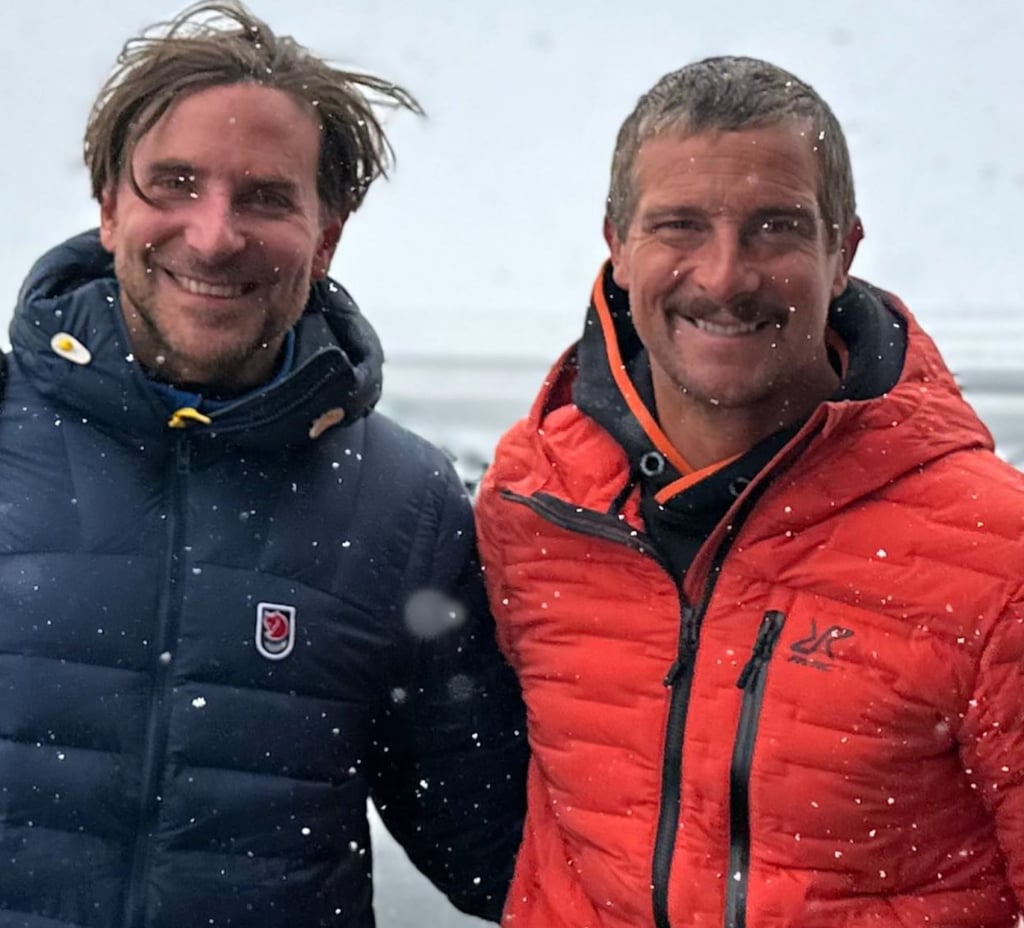 Bear Grylls with Hollywood actor Bradley Cooper on an episode of Running Wild. Photo: @beargrylls/Instagram
