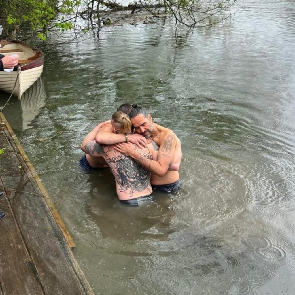 Russell Brand captioned this Instagram photo: “Me, Bear Grylls, The River Thames and of course, The Holy Spirit”. Photo: @russellbrand/Instagram