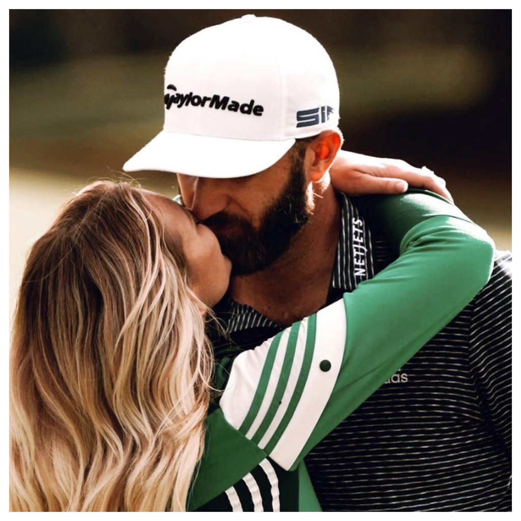 Paulina Gretzky kisses husband Dustin Johnson, who she’s been with for over 10 years. Photo: @paulinagretzky/Instagram Paulina Gretzky kisses husband Dustin Johnson, who she’s been with for over 10 years. Photo: @paulinagretzky/Instagram