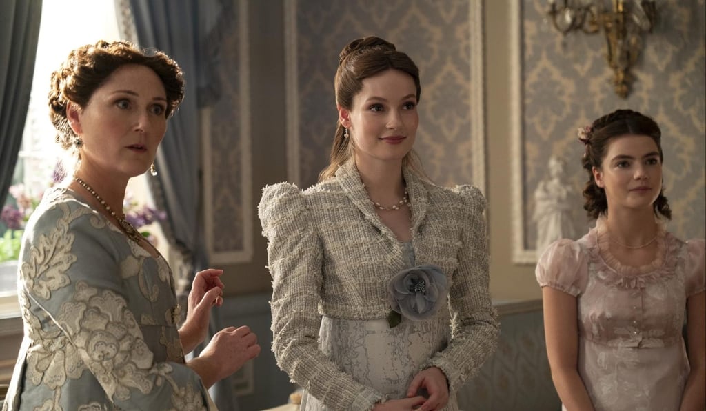 Hannah Dodd (centre) and Florence Hunt (right) are making their mark as the Bridgerton sisters. Photo: IMDB Hannah Dodd (centre) and Florence Hunt (right) are making their mark as the Bridgerton sisters. Photo: IMDB