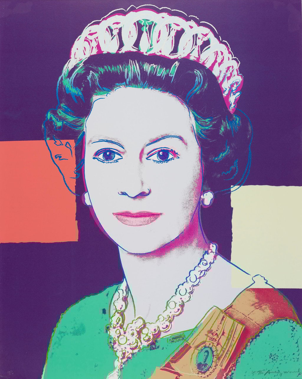 Andy Warhol, Reigning Queens (Royal Edition): Queen Elizabeth, 1985. Photo: The Andy Warhol Foundation for the Visual Arts, Inc