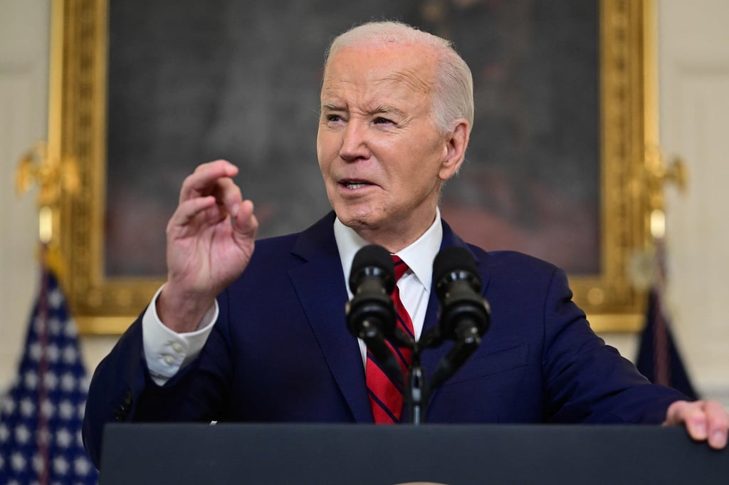 US President Joe Biden speaks after signing a US$95 billion foreign aid bill and a measure to ban TikTok in America at the White House on April 24, 2024. Photo: AFP