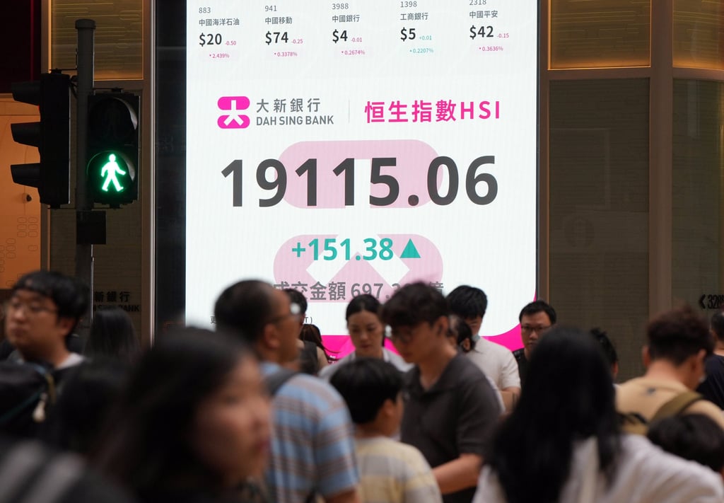 The Hang Seng Index is displayed on an electronic monitor in Central on May 13. Photo: Sam Tsang