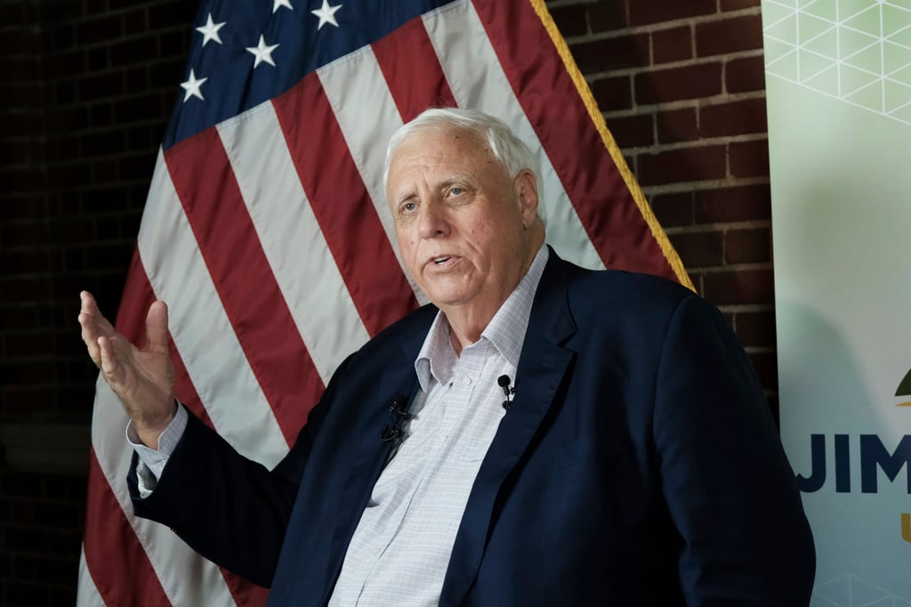West Virginia Governor Jim Justice speaks at the governor’s mansion in Charleston on May 14. Photo: AP