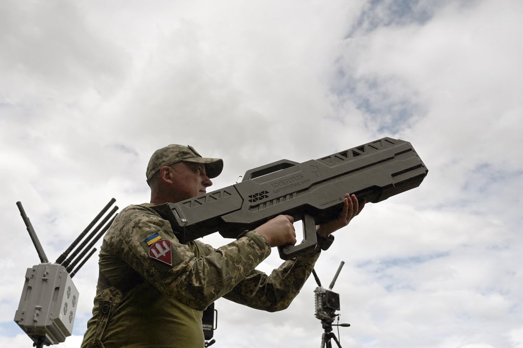 A Ukrainian serviceman tests an anti-drone gun in May, amid the Russian invasion of Ukraine. Photo: via AFP A Ukrainian serviceman tests an anti-drone gun in May, amid the Russian invasion of Ukraine. Photo: via AFP
