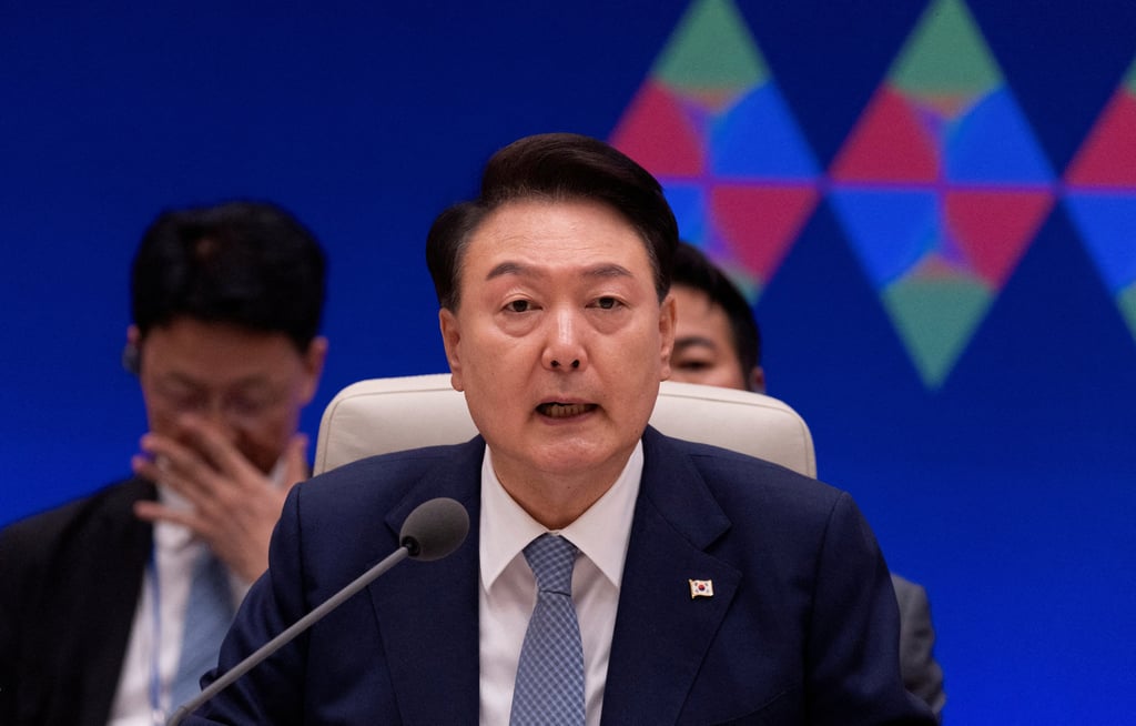South Korean President Yoon Suk-yeol at a meeting in the Blue House in Seoul in May. Photo: Pool via Reuters