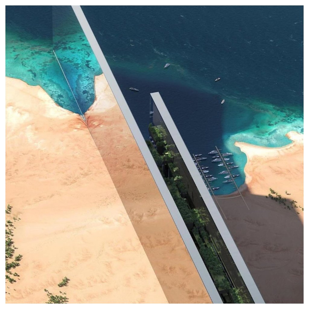 An artist’s rendering of the vast new desert complex known as Neom. Photo: @magazine_mimar/Instagram