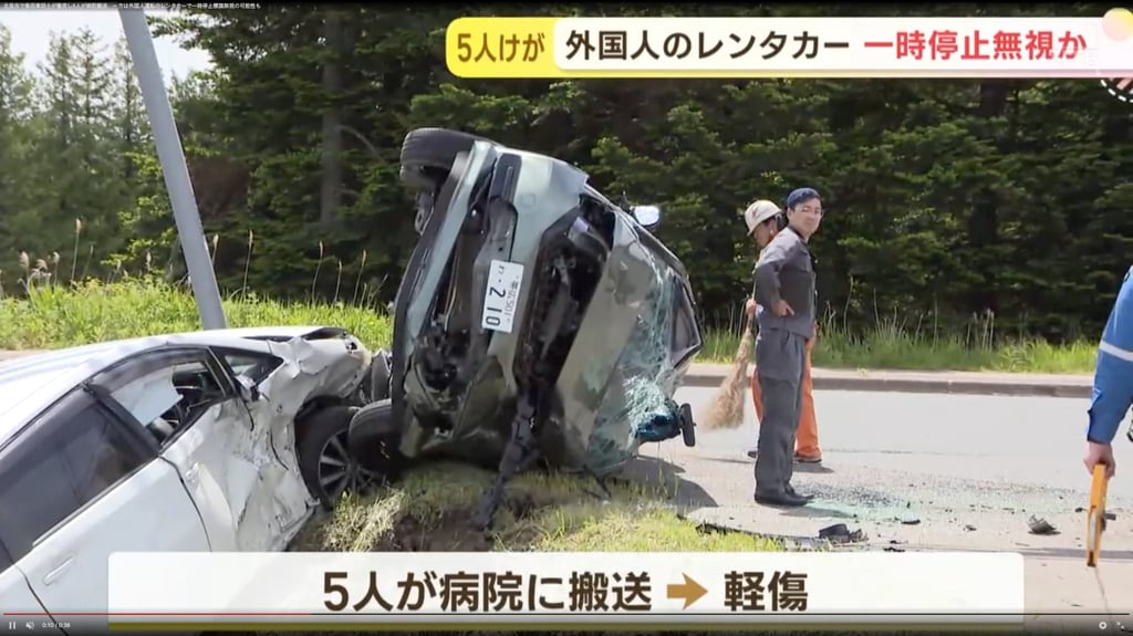 The other vehicle had flipped on to its side. Photo: Handout The other vehicle had flipped on to its side. Photo: Handout