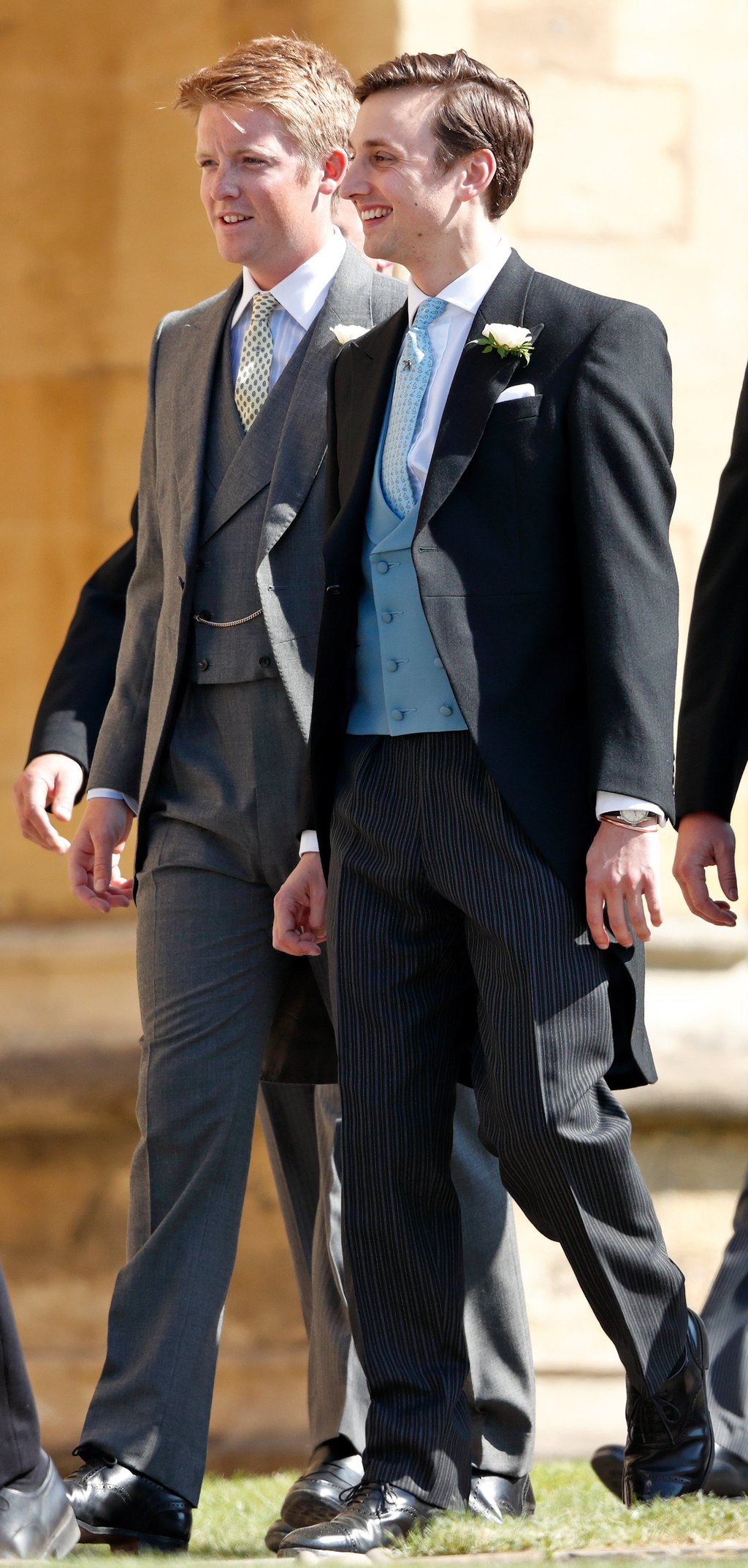 Hugh Grosvenor, Duke of Westminster, and Charlie van Straubenzee attend the wedding of Prince Harry to Meghan Markle at St George’s Chapel, Windsor Castle in May 2018, in England. Photo: Getty Images