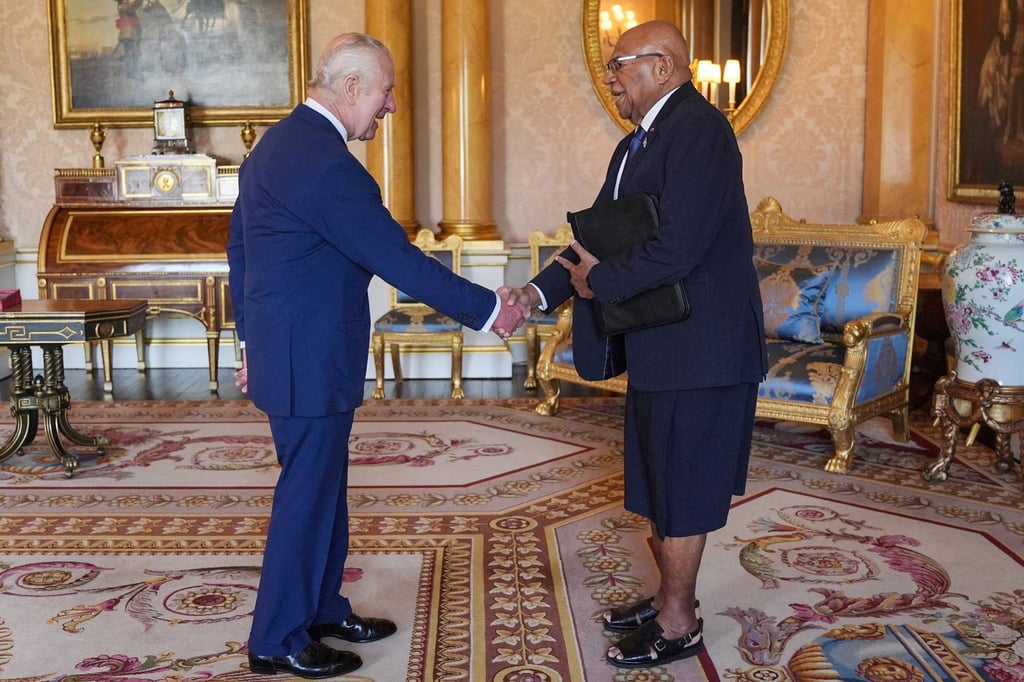 Rabuka meets Britain’s King Charles at Buckingham Palace in London last month. Photo: AFP Rabuka meets Britain’s King Charles at Buckingham Palace in London last month. Photo: AFP