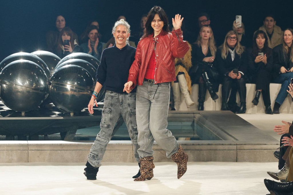 French designer Isabel Marant (left), seen with her brand’s artistic director, Kim Bekker, after their autumn/winter 2024 show during Paris Fashion Week. Photo: AFP