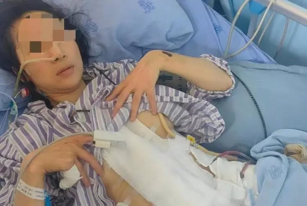 Her husband’s violence started when she was pregnant and ended with Xie in intensive care. Photo: QQ.com