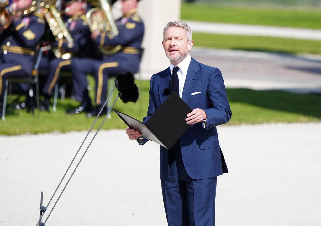 British actor Martin Freeman at the UK’s national commemoration of the 80th anniversary of D-Day at the British Normandy Memorial in Normandy, France on Thursday. Photo: PA Wire / dpa