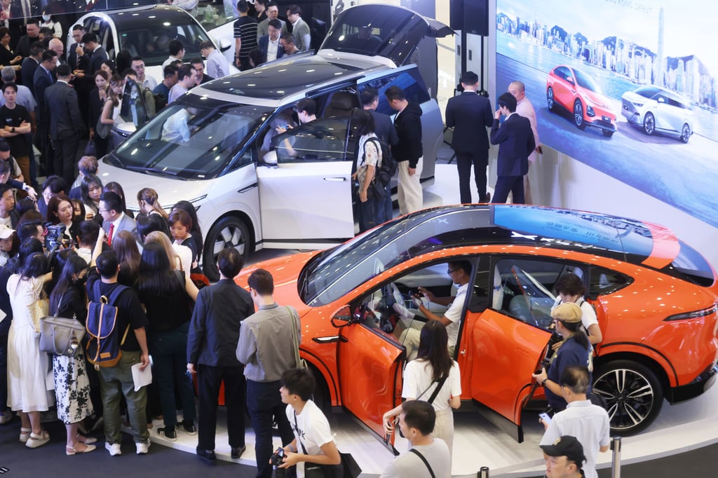 Xpeng Hong Kong Debut Launch Ceremony at Ocean Terminal in Tsim Sha Tsui (TST). The Guangzhou-based electric car maker has officially announced its entry into the city.Photo Jonathan Wong