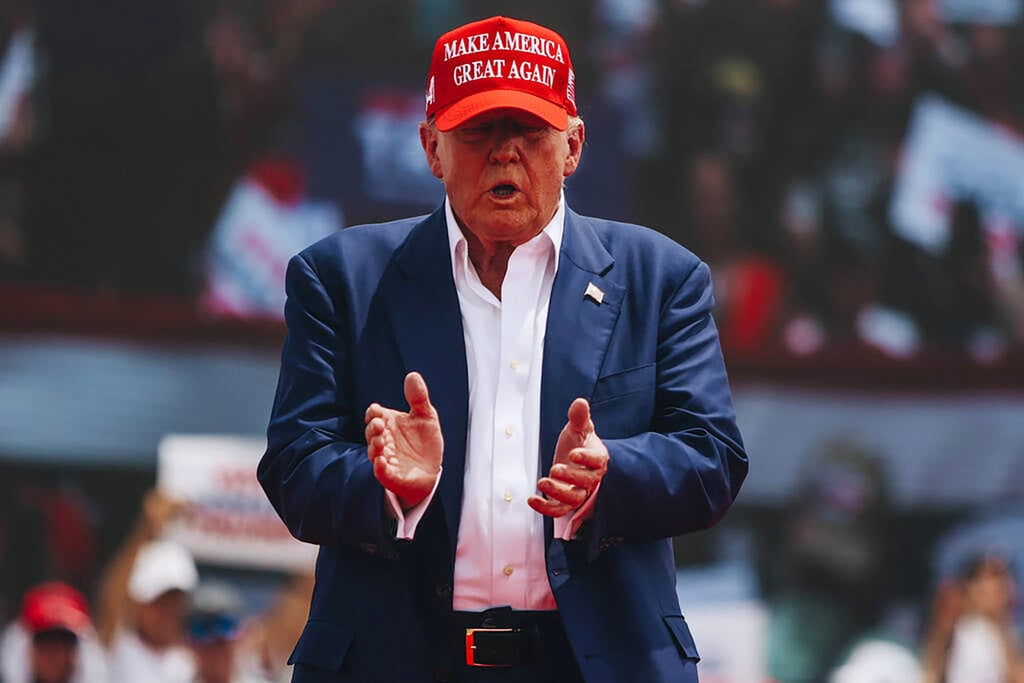 Donald Trump at a rally in Sunset Park, in June. Photo: TNS Donald Trump at a rally in Sunset Park, in June. Photo: TNS