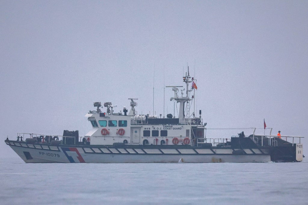 A Taiwanese Coast Guard vessel patrols along the Kinmen-Xiamen water passage, near the maritime boundary between Taiwan and China, in Kinmen, Taiwan last month. Photo: EPA-EFE A Taiwanese Coast Guard vessel patrols along the Kinmen-Xiamen water passage, near the maritime boundary between Taiwan and China, in Kinmen, Taiwan last month. Photo: EPA-EFE