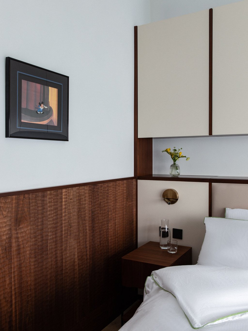 Wainscoting was created with patterned walnut planks Hintegro imported from Japan. Photo: Harold de Puymorin