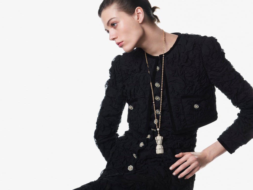 Chanel Couture O’Clock sautoir necklace features a dressmaker’s mannequin