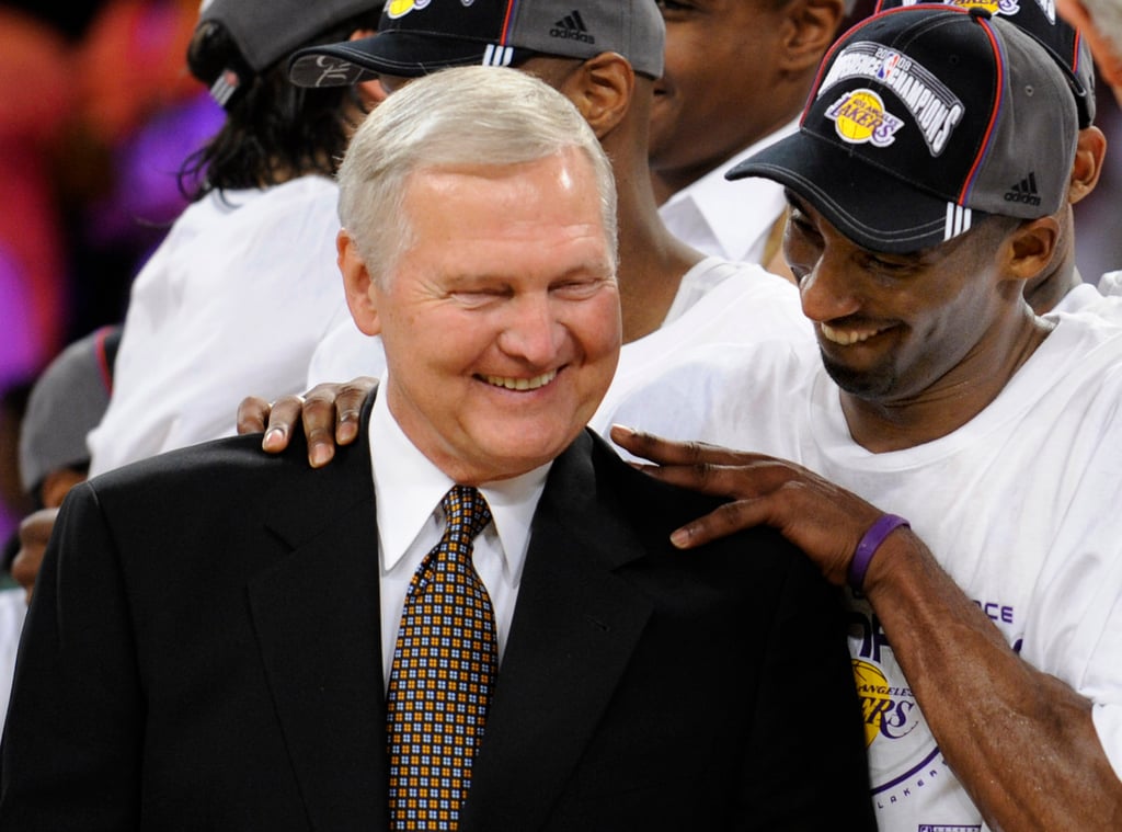 Kobe Bryant gives Jerry West a shoulder rub after the Los Angeles Lakers beat the San Antonio Spurs in the NBA Western Conference basketball finals in Los Angeles on, May 29, 2008. Photo: AP