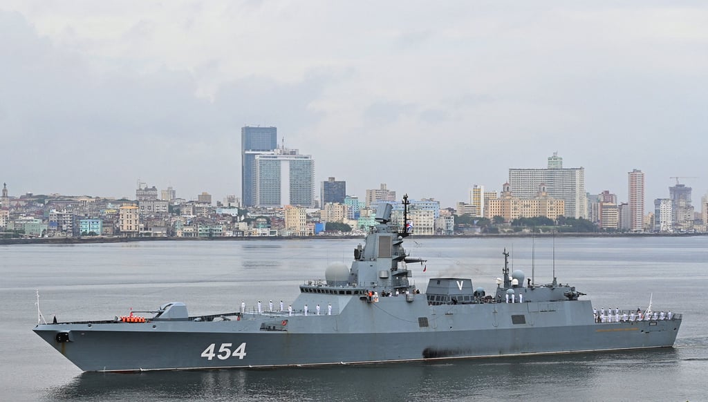Admiral Gorshkov, a Russian frigate, enters Havana’s bay in Cuba on Wednesday. Photo: Reuters