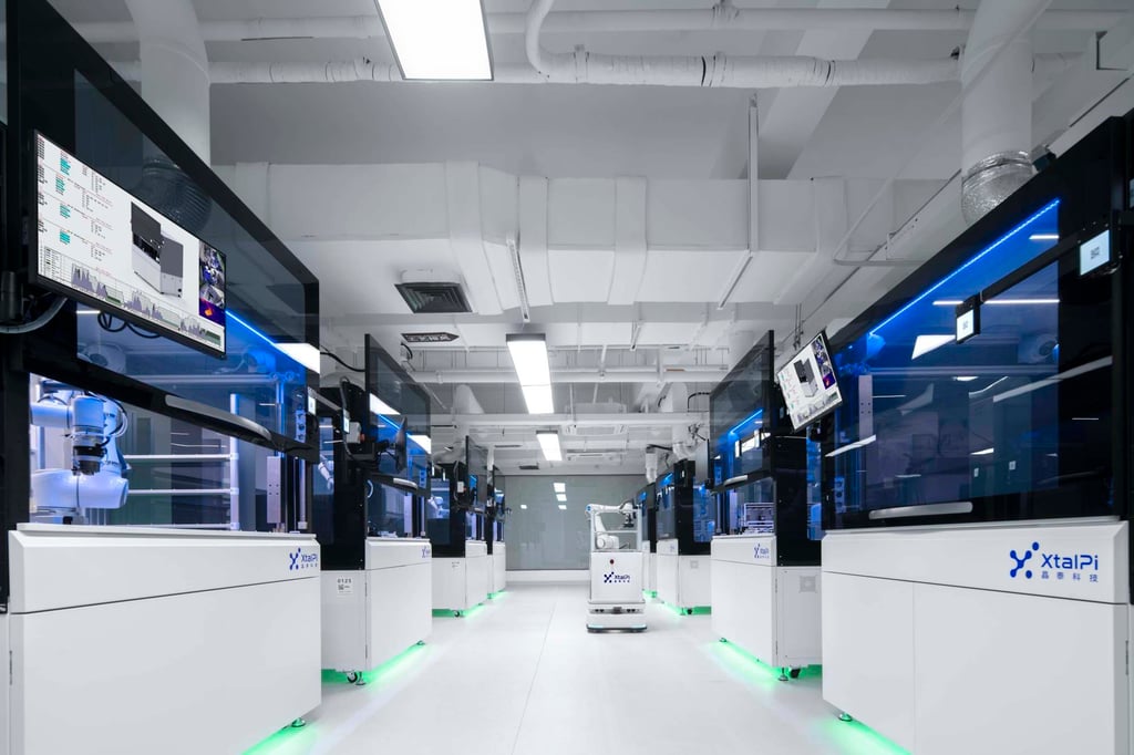 QuantumPharm, also known as XtalPi which is based in Shenzhen city, Guangdong province. Its shares jumped from its initial public offering price on the first day of trading in Hong Kong. Photo: XtalPi