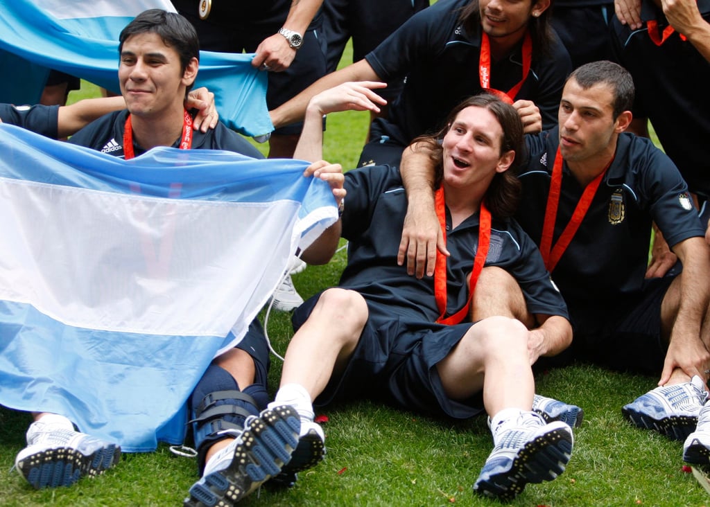 Lionel Messi (centre) won the gold medal with Argentina at the 2008 Olympic Games in Beijing. Photo: AP