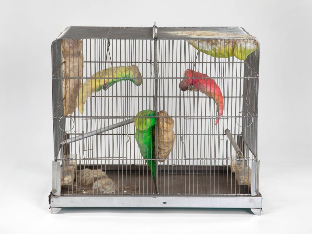 In Tetsumi Kudo’s 1966 work For Your Living Room – For Nostalgic Purpose, on show at Hauser + Wirth, zoomorphic penises have feeders full of pills. Photo: Hiroko Kudo, the Estate of Tetsumi Kudo/Artists Rights Society (ARS), New York/ADAGP Paris 2024 In Tetsumi Kudo’s 1966 work For Your Living Room – For Nostalgic Purpose, on show at Hauser + Wirth, zoomorphic penises have feeders full of pills. Photo: Hiroko Kudo, the Estate of Tetsumi Kudo/Artists Rights Society (ARS), New York/ADAGP Paris 2024