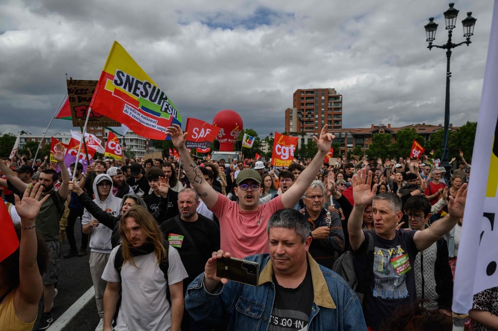 People take part in a rally against the far-right in Tolouse, France, on Saturday. Photo: AFP People take part in a rally against the far-right in Tolouse, France, on Saturday. Photo: AFP