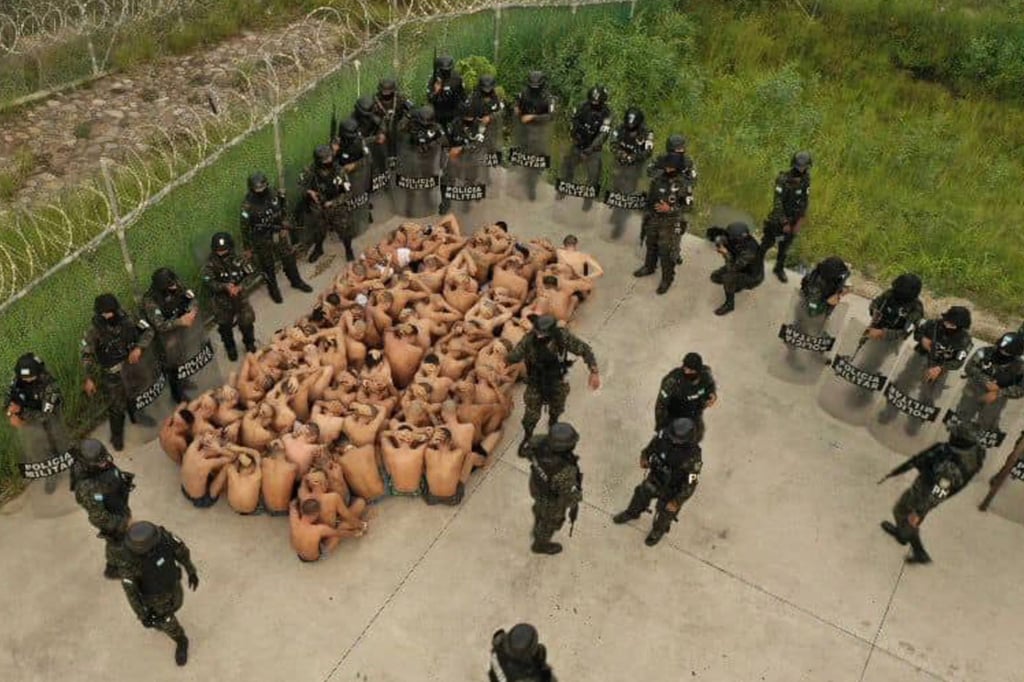 Inmates and police officers are seen during an operation at the National Penitentiary “Francisco Morazan” in Tamara, 25km north of the Honduran capital of Tegucigalpa in June 2023. Photo: Honduran Armed Forces via AFP