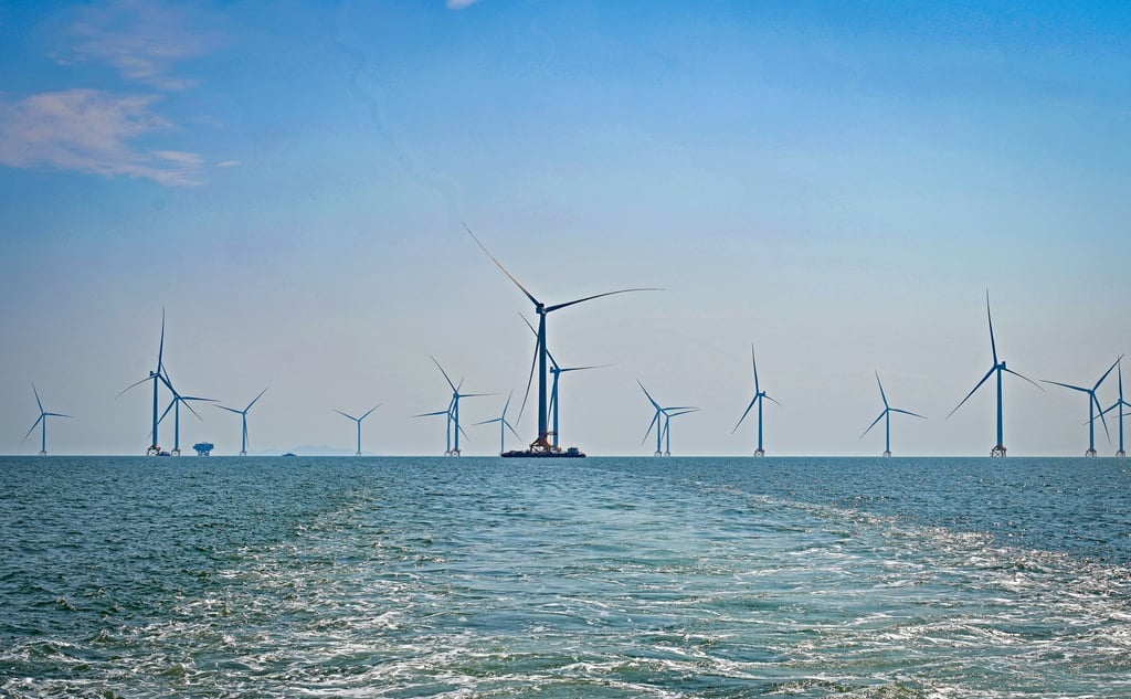 This photo taken on May 21, 2024 shows the wind turbine units of a wind farm off the coast of Fangchenggang, south China’s Guangxi Zhuang autonomous region. The wind farm under construction is Guangxi’s first wind power demonstration project, that will comprise 83 wind turbine units. Photo: Xinhua
