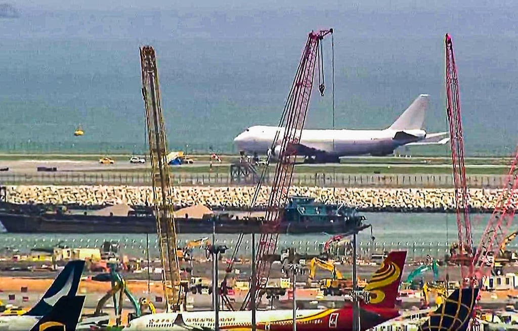 The cargo plane burst a tyre. Photo: Handout