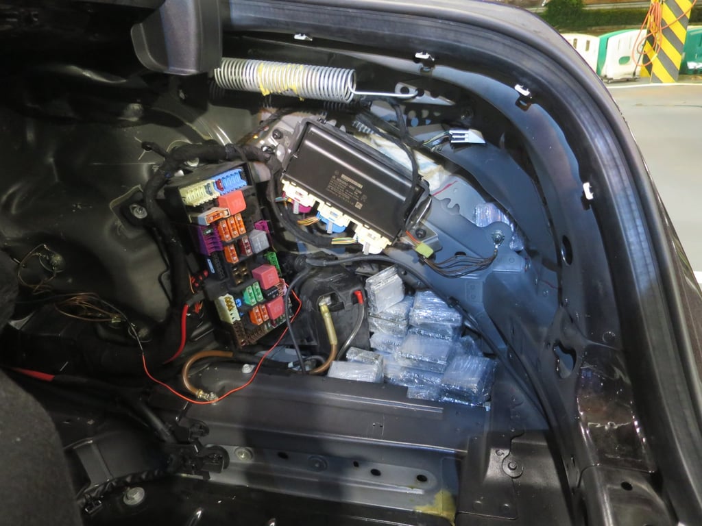 The CPUs were found in secret compartments in the boot of the suspect’s vehicle. Photo: SCMP The CPUs were found in secret compartments in the boot of the suspect’s vehicle. Photo: SCMP