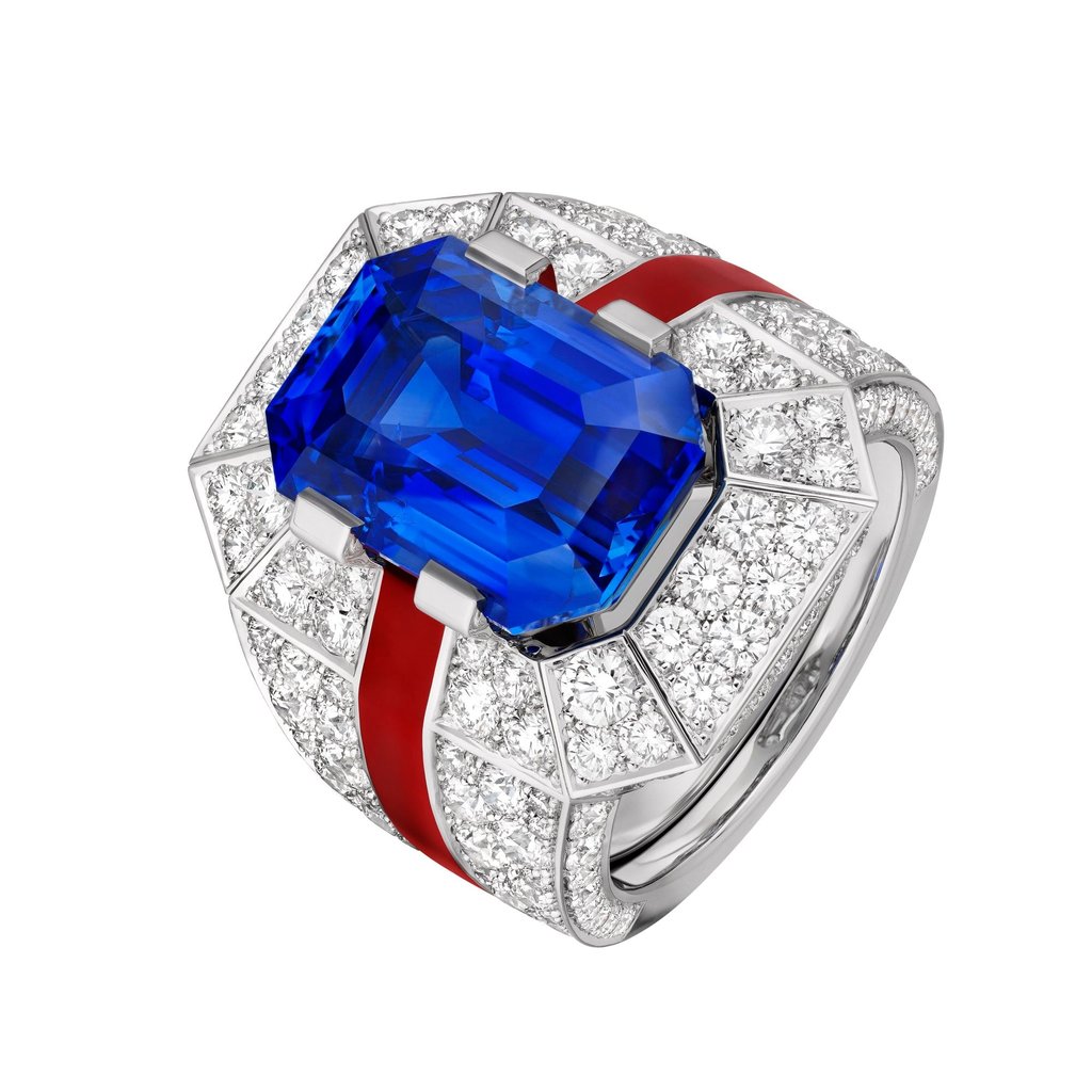 A ring in white gold, diamonds, sapphire and red lacquer from Chanel’s latest High Jewellery collection, Haute Joaillerie Sport A ring in white gold, diamonds, sapphire and red lacquer from Chanel’s latest High Jewellery collection, Haute Joaillerie Sport