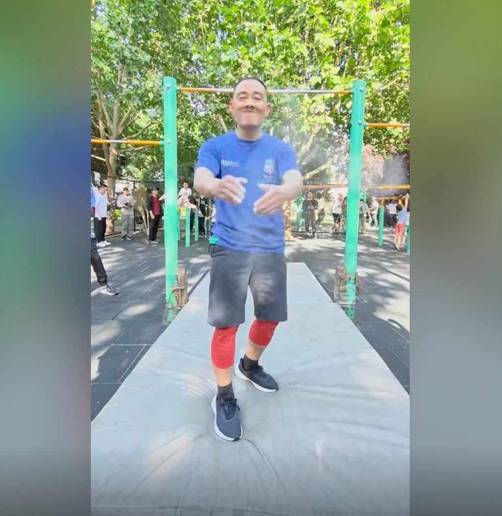 Zhang Lei once said he loved the “pounding in his heart” that parkour gave him. Photo: Douyin Zhang Lei once said he loved the “pounding in his heart” that parkour gave him. Photo: Douyin