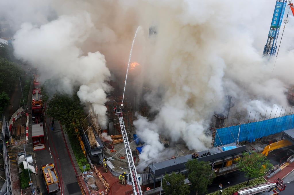 A fire at a construction site at Hung Nga Road, Tin Shui Wai, earlier this year. Photo: Jelly Tse