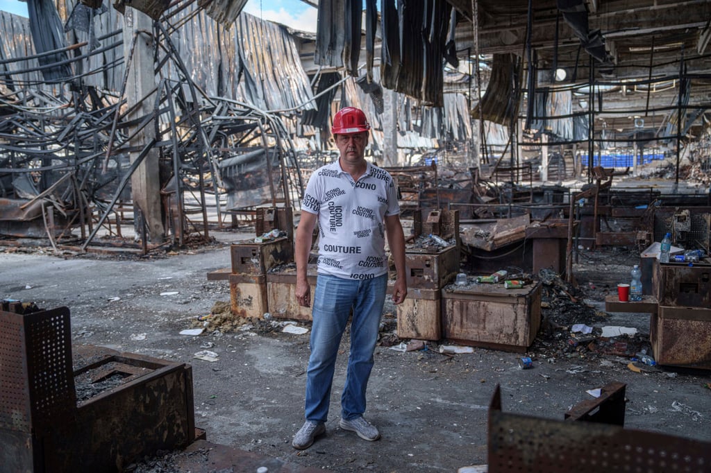 Store manager Oleksandr Lutsenko inside the Epicenter shopping complex in Kharkiv, Ukraine. Photo: AP
