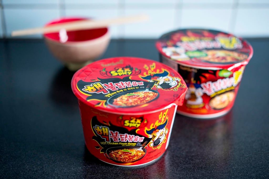 Instant Buldak 2 x Spicy Chicken Ramen noodles from South Korean company Samyang similar to the ones recalled from stores by Danish health authorities for being dangerously spicy. Photo: EPA-EFE Instant Buldak 2 x Spicy Chicken Ramen noodles from South Korean company Samyang similar to the ones recalled from stores by Danish health authorities for being dangerously spicy. Photo: EPA-EFE