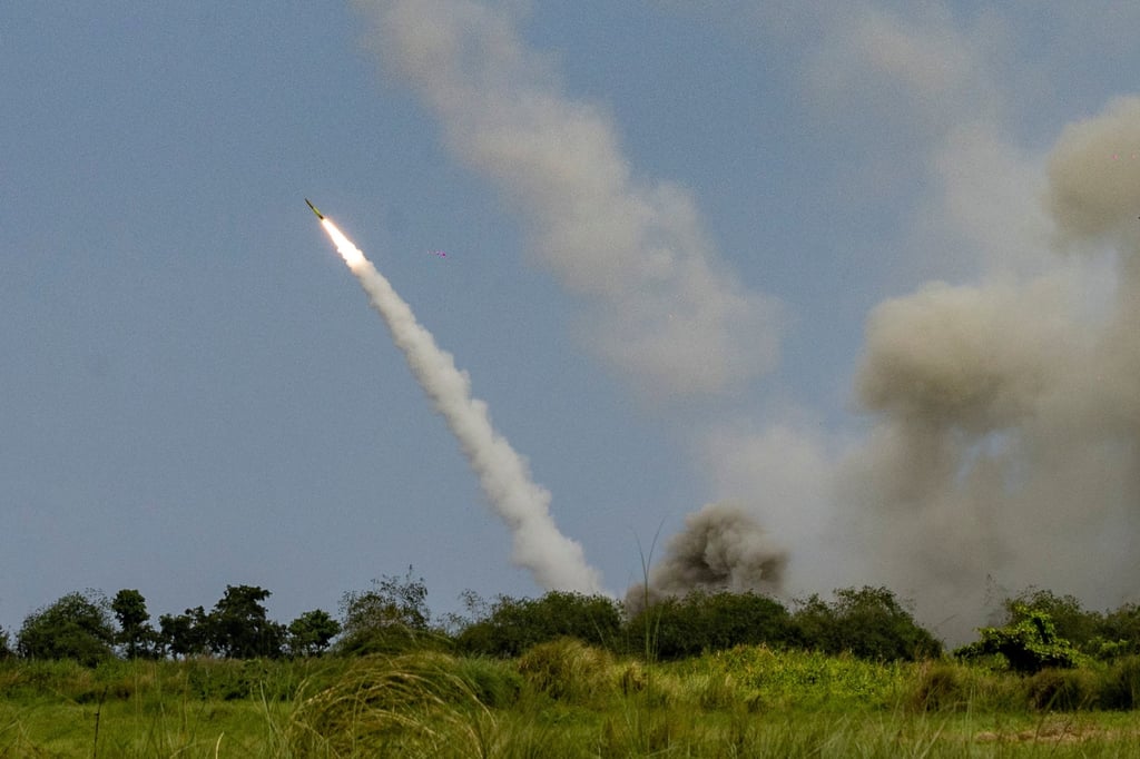 A High Mobility Artillery Rocket System is fired during a live-fire exercise in the Philippines’ Zambales province, near the new BrahMos base. Photo: Reuters A High Mobility Artillery Rocket System is fired during a live-fire exercise in the Philippines’ Zambales province, near the new BrahMos base. Photo: Reuters