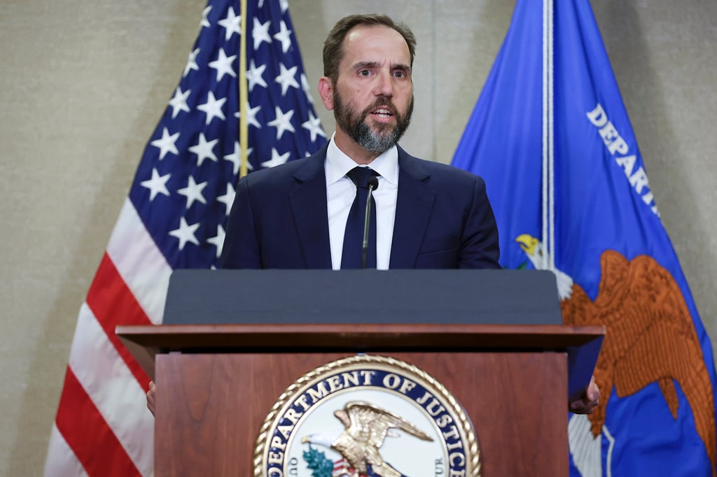 Special Counsel Jack Smith delivers remarks on a recently unsealed indictment including four felony counts against former US president Donald Trump in Washington in August 2023. Photo: TNS