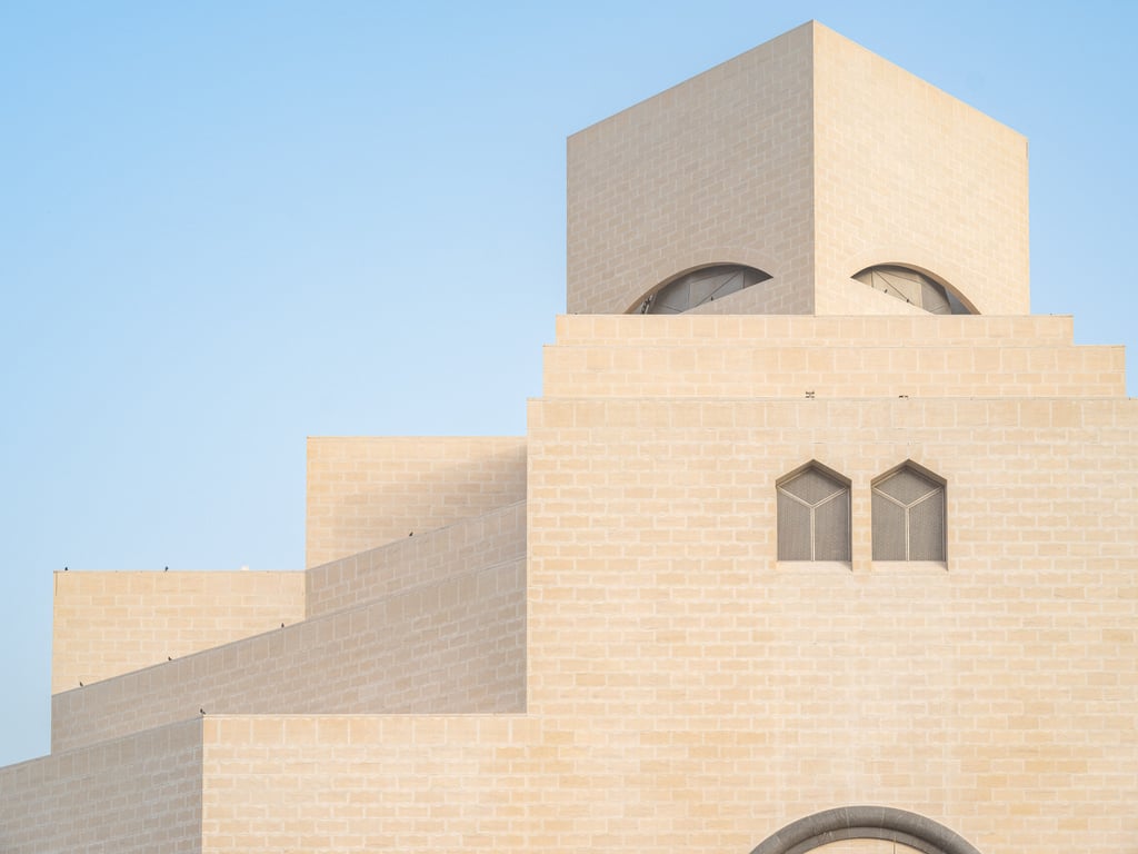 The faceted central structure of the Museum of Islamic Art in Doha, Qatar. Commissioned by M+ (2022). Photo: Mohamed Somji The faceted central structure of the Museum of Islamic Art in Doha, Qatar. Commissioned by M+ (2022). Photo: Mohamed Somji