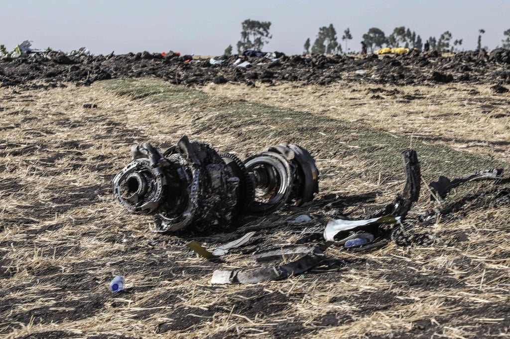 Debris of a crashed Boeing 737 Max jet in Ethiopia in 2019. File photo: AFP