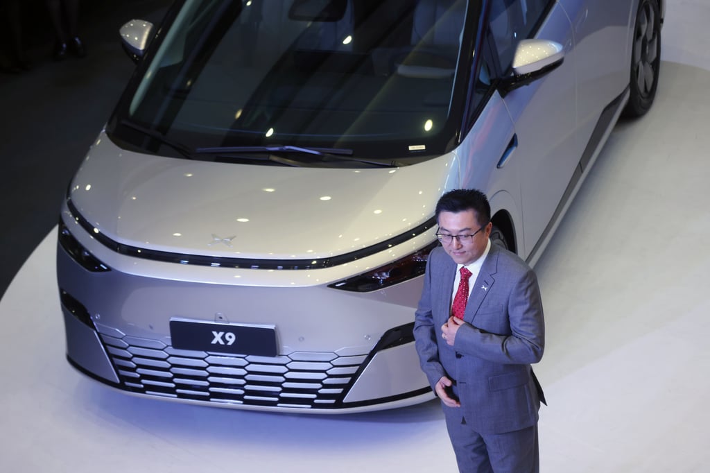 Xpeng’s vice-chairman and president Brian Gu during the carmaker’s launch of its X9 electric vehicle at the Ocean Terminal in Tsim Sha Tsui on 17 May 2024. Photo: Jonathan Wong