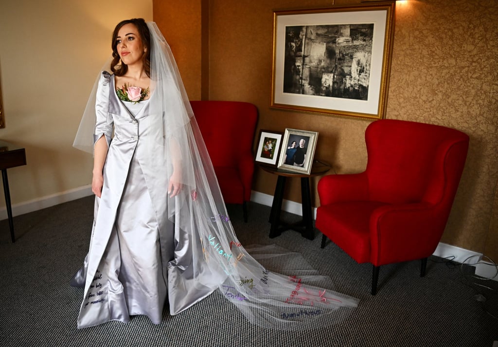 Stella Moris on the day she married Julian Assange. File photo: Reuters