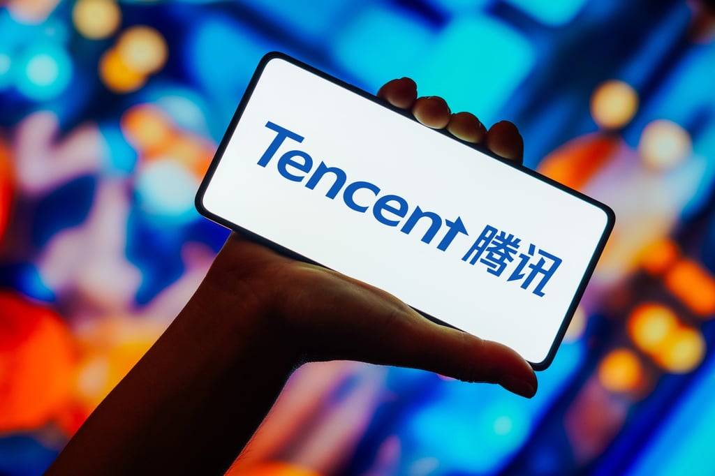 In this photo illustration, the Tencent logo is displayed on a smartphone screen. Photo: Shutterstock Images In this photo illustration, the Tencent logo is displayed on a smartphone screen. Photo: Shutterstock Images