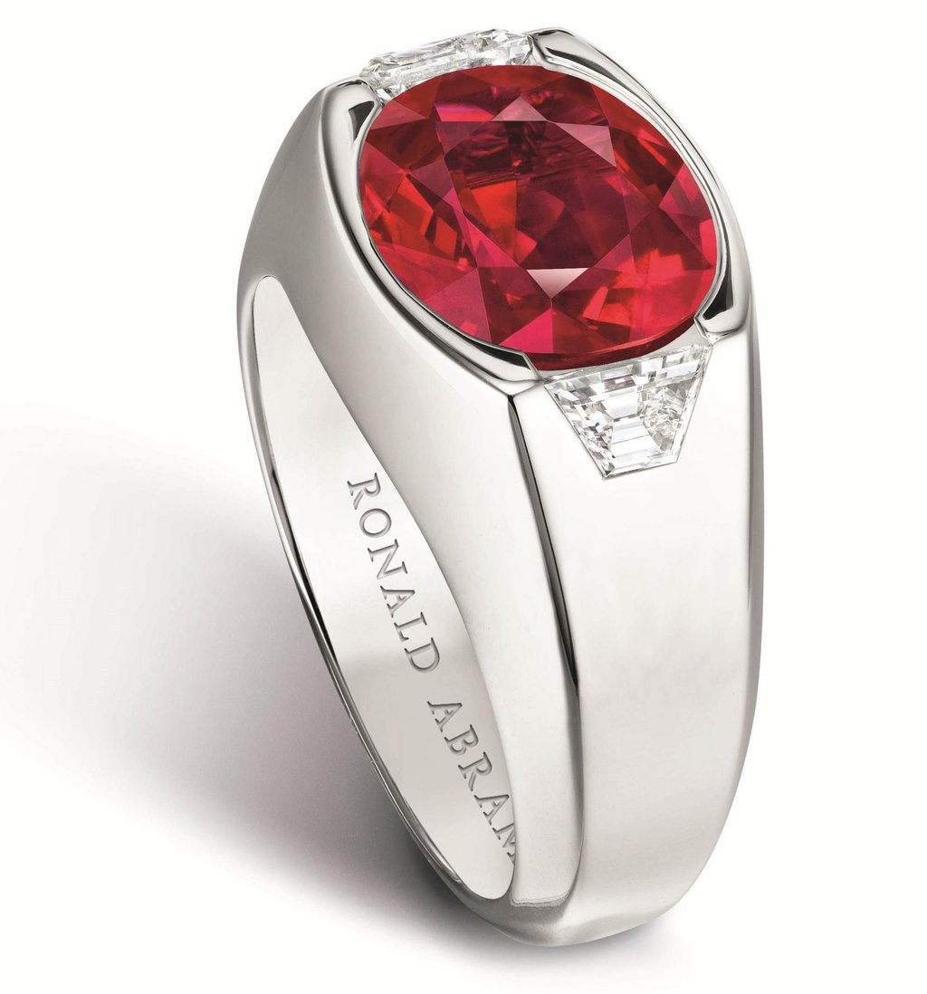 Ronald Abram 5.52-carat Burmese ruby gentleman’s ring. Photo: Handout