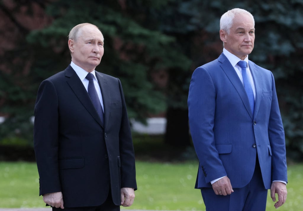 Russian President Vladimir Putin and Defence Minister Andrei Belousov. Photo: Sputnik via Reuters Russian President Vladimir Putin and Defence Minister Andrei Belousov. Photo: Sputnik via Reuters
